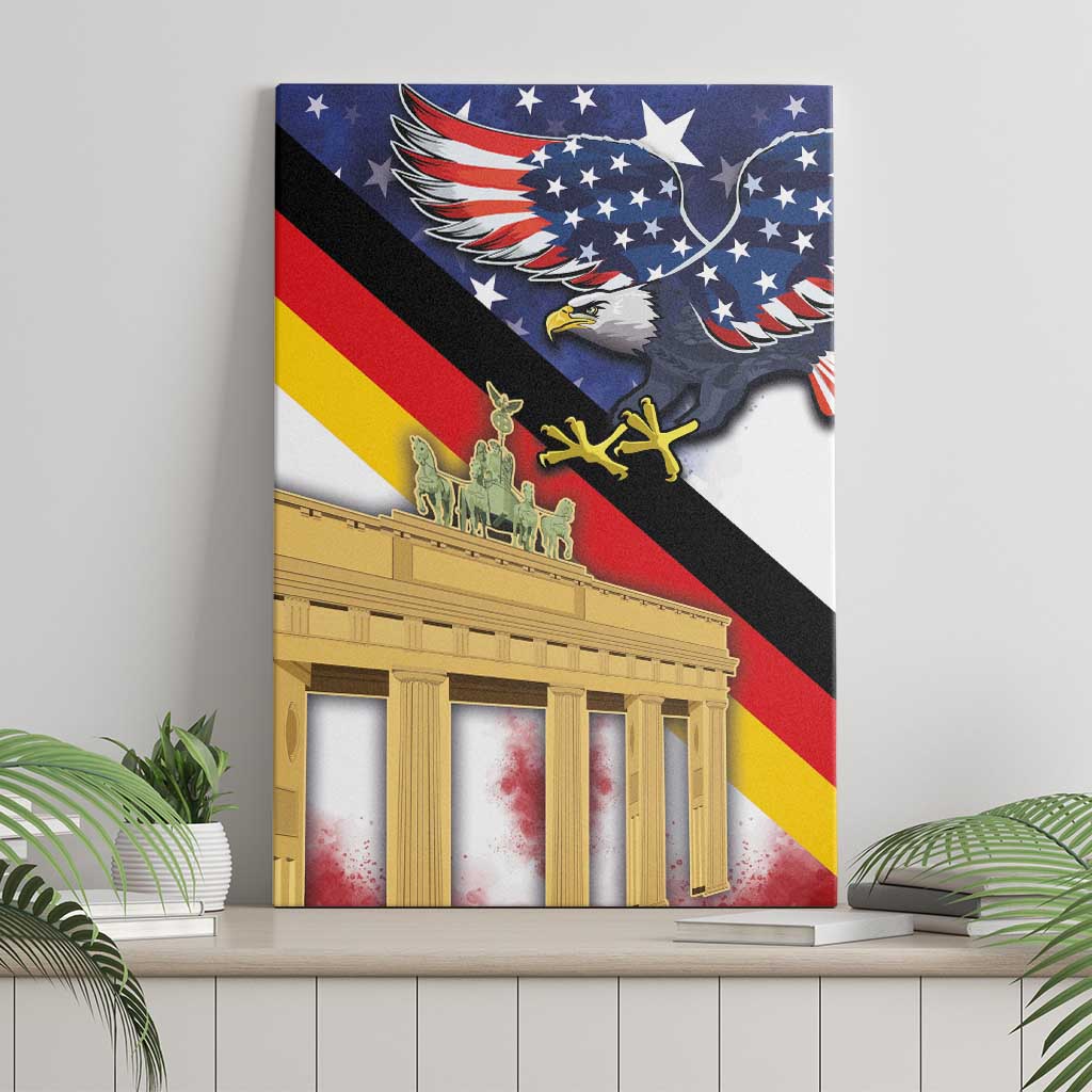 German American Heritage Month Canvas Wall Art United States Eagle and Brandenburg Gate with National Flag - Wonder Print Shop