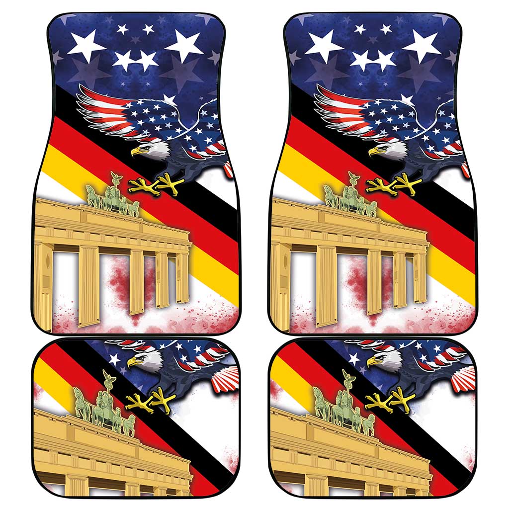 German American Heritage Month Car Mats United States Eagle and Brandenburg Gate with National Flag - Wonder Print Shop