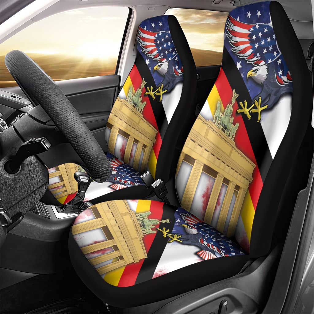 German American Heritage Month Car Seat Cover United States Eagle and Brandenburg Gate with National Flag - Wonder Print Shop