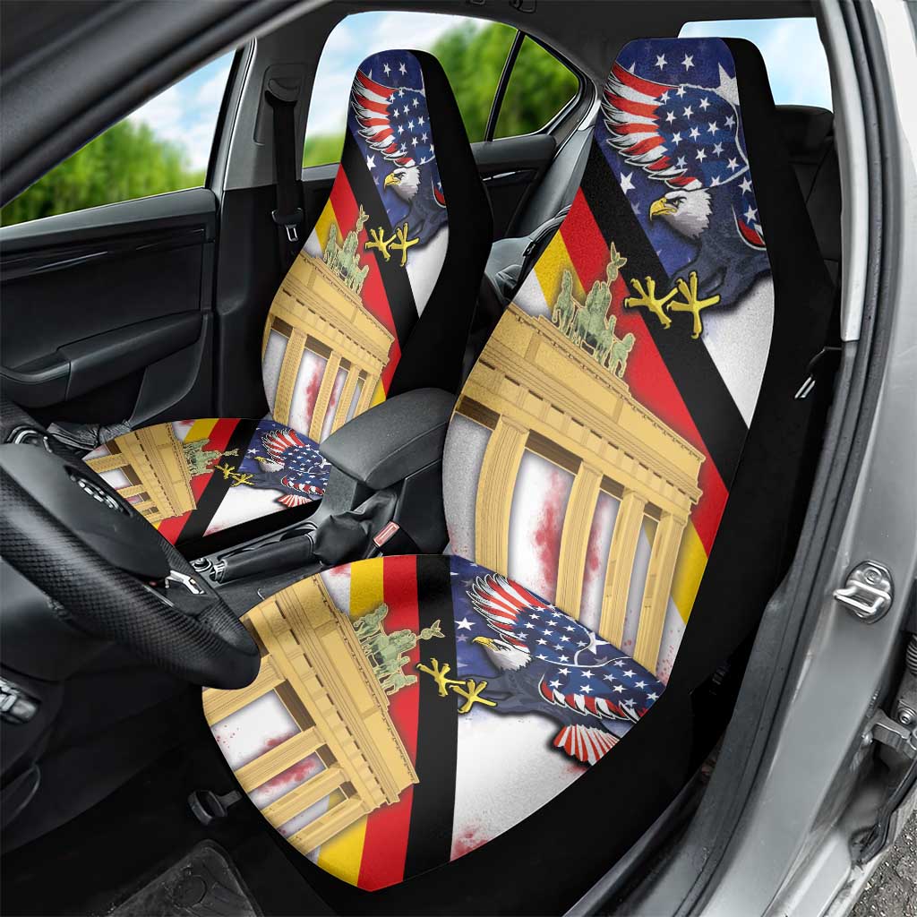 German American Heritage Month Car Seat Cover United States Eagle and Brandenburg Gate with National Flag - Wonder Print Shop