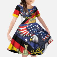 German American Heritage Month Family Matching Off Shoulder Maxi Dress and Hawaiian Shirt United States Eagle and Brandenburg Gate with National Flag - Wonder Print Shop
