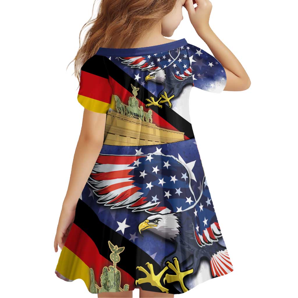 German American Heritage Month Family Matching Puletasi and Hawaiian Shirt United States Eagle and Brandenburg Gate with National Flag - Wonder Print Shop