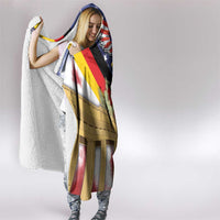 German American Heritage Month Hooded Blanket United States Eagle and Brandenburg Gate with National Flag