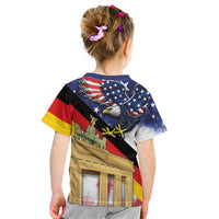 German American Heritage Month Kid T Shirt United States Eagle and Brandenburg Gate with National Flag - Wonder Print Shop
