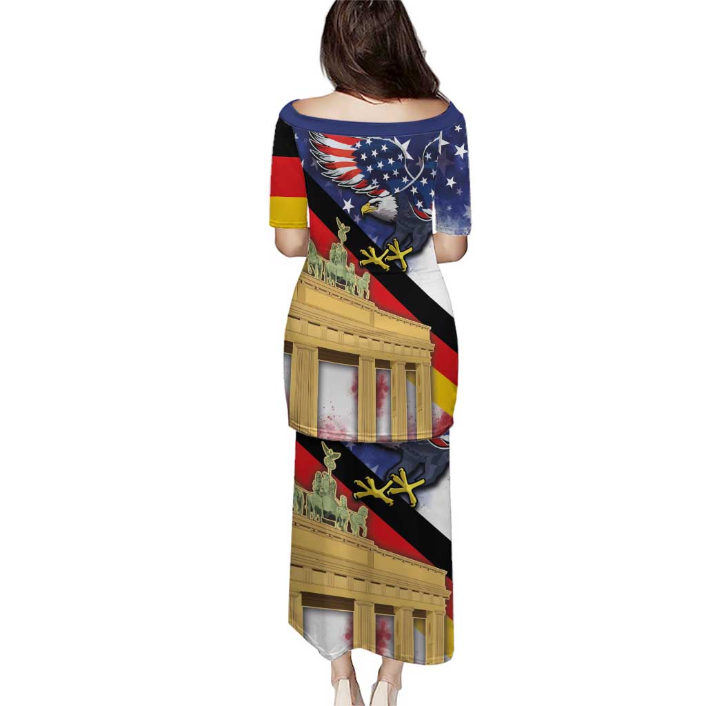 German American Heritage Month Puletasi United States Eagle and Brandenburg Gate with National Flag - Wonder Print Shop