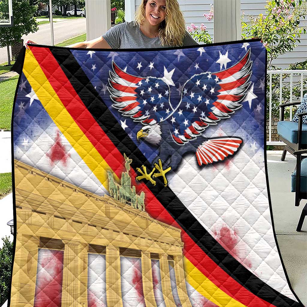 German American Heritage Month Quilt United States Eagle and Brandenburg Gate with National Flag - Wonder Print Shop