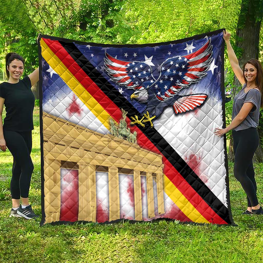 German American Heritage Month Quilt United States Eagle and Brandenburg Gate with National Flag - Wonder Print Shop