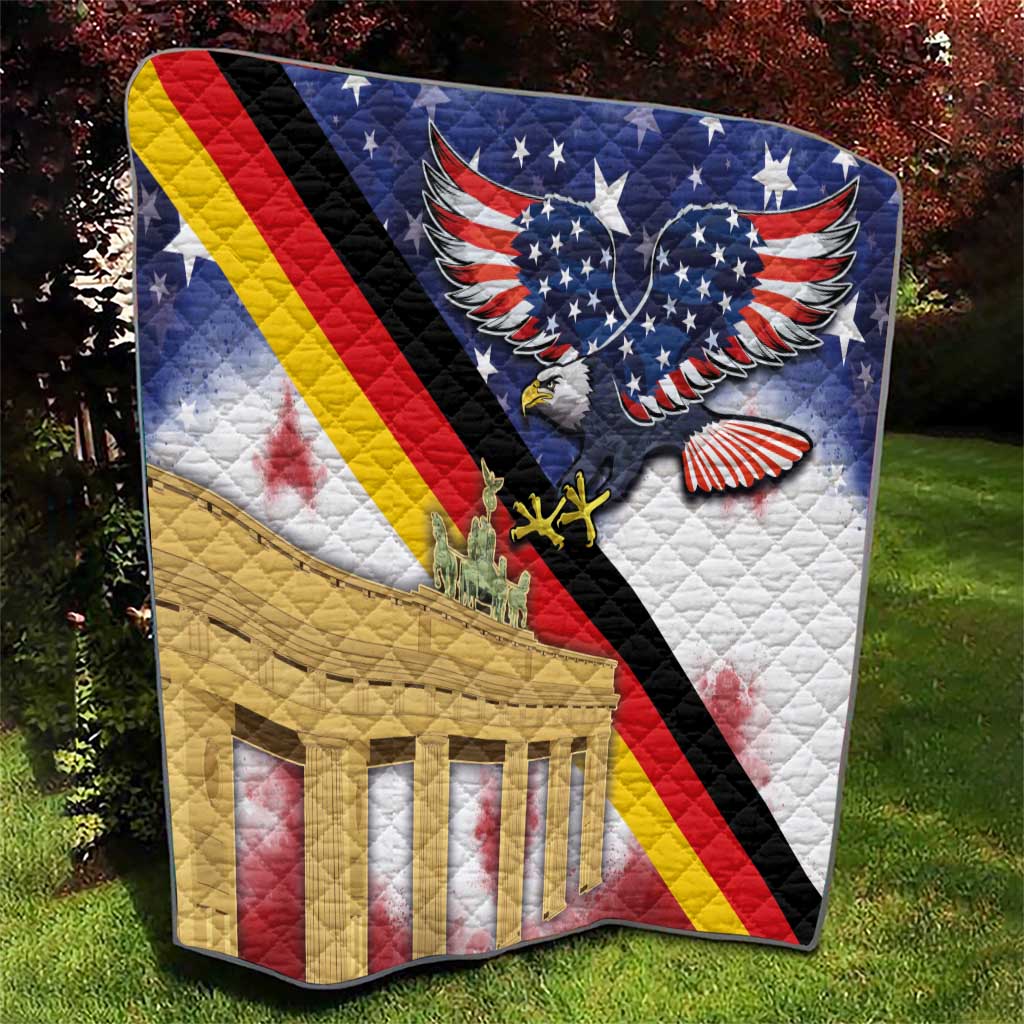 German American Heritage Month Quilt United States Eagle and Brandenburg Gate with National Flag - Wonder Print Shop