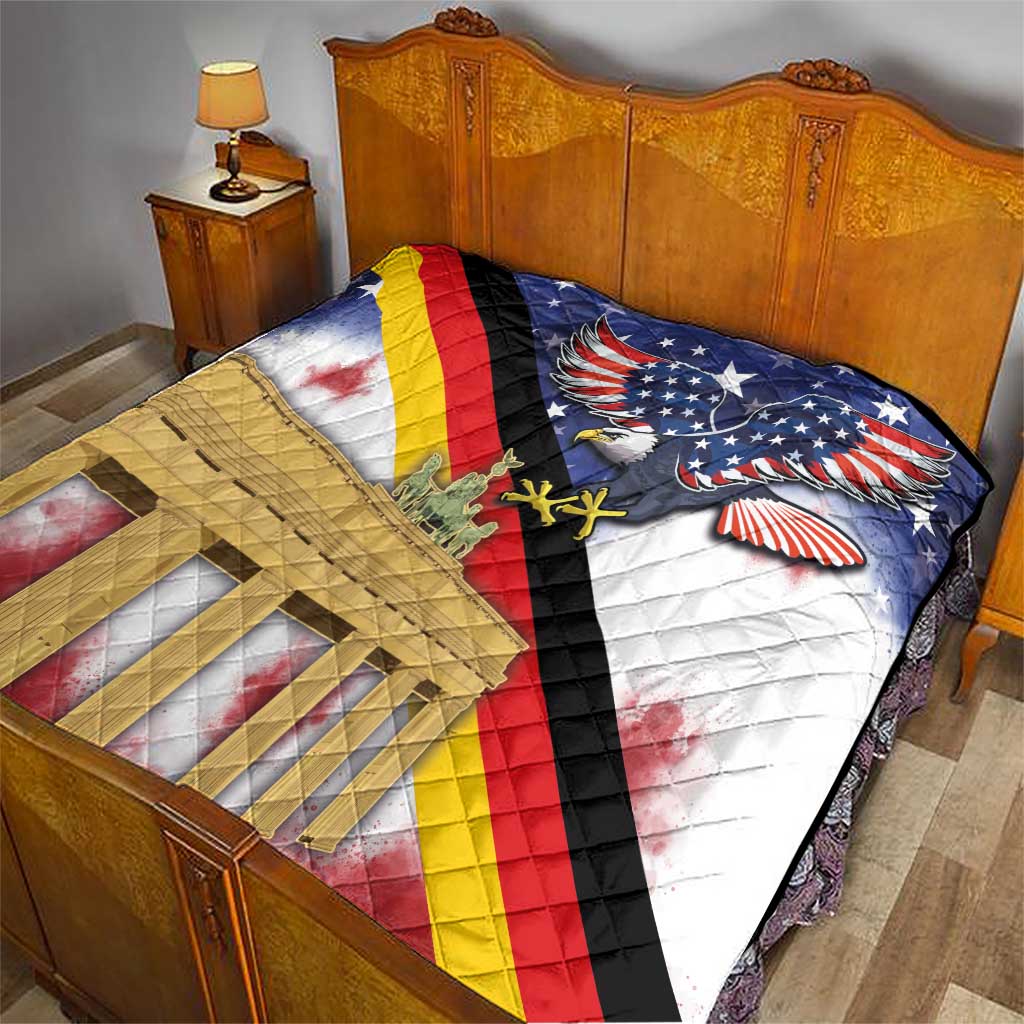 German American Heritage Month Quilt United States Eagle and Brandenburg Gate with National Flag - Wonder Print Shop