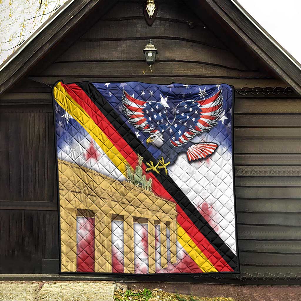 German American Heritage Month Quilt United States Eagle and Brandenburg Gate with National Flag - Wonder Print Shop