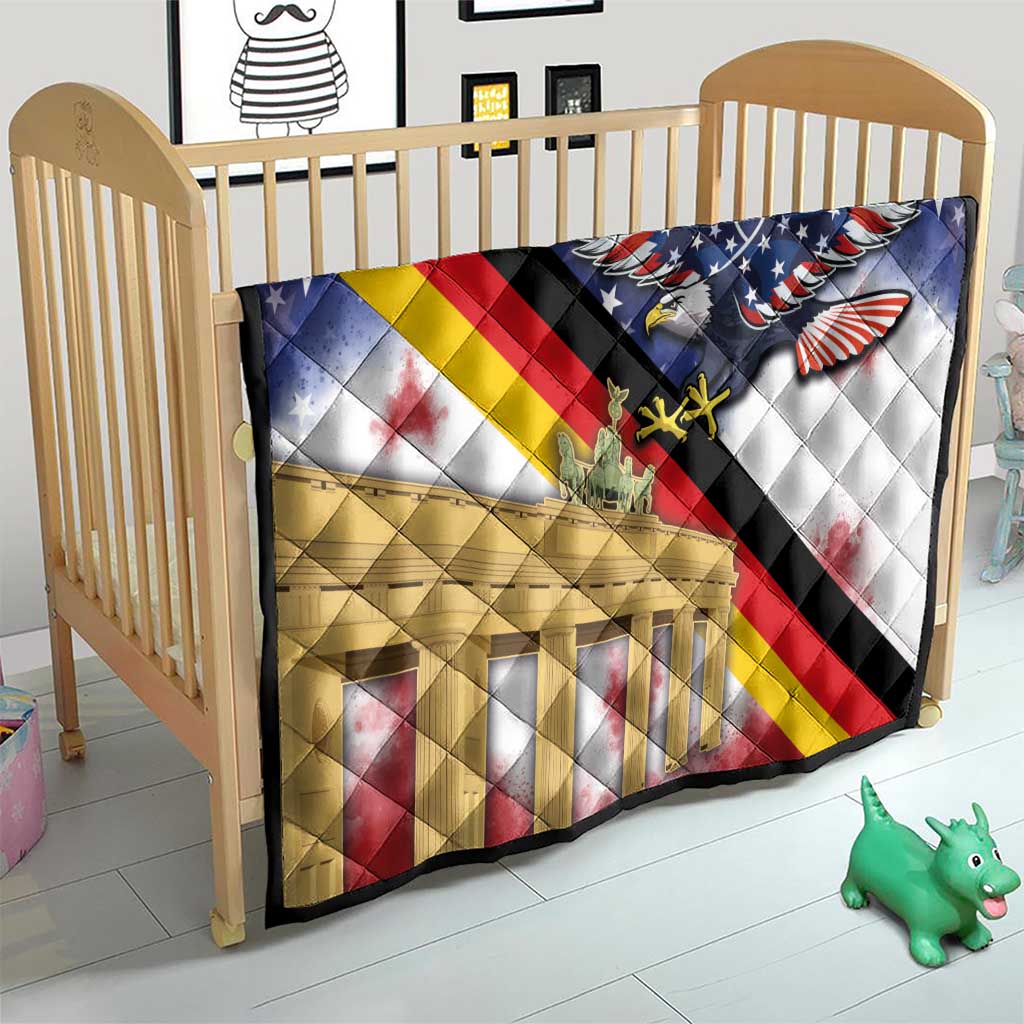 German American Heritage Month Quilt United States Eagle and Brandenburg Gate with National Flag - Wonder Print Shop