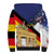 German American Heritage Month Sherpa Hoodie United States Eagle and Brandenburg Gate with National Flag - Wonder Print Shop