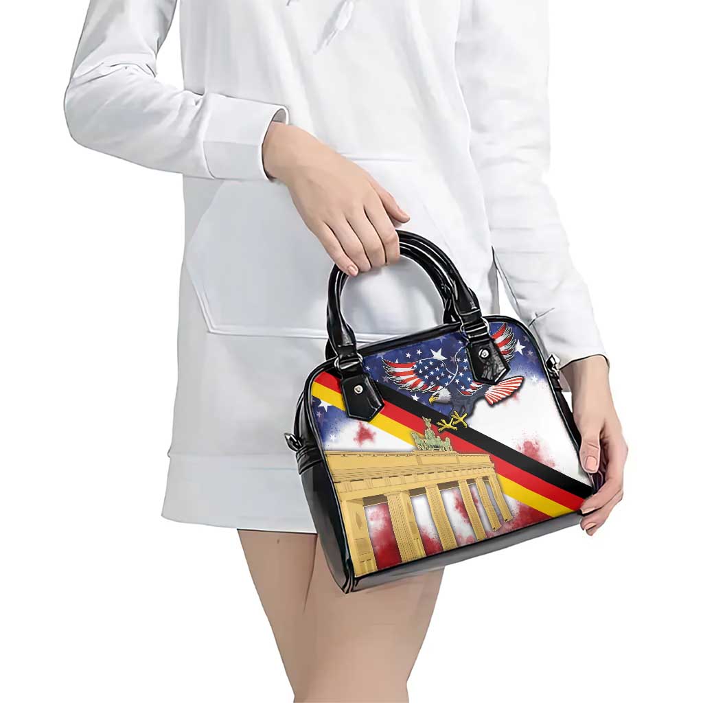 German American Heritage Month Shoulder Handbag United States Eagle and Brandenburg Gate with National Flag
