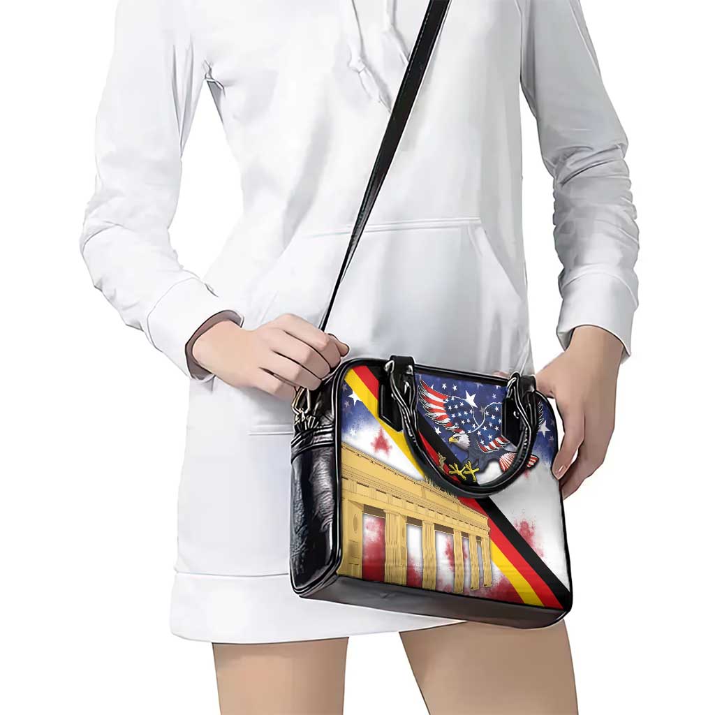 German American Heritage Month Shoulder Handbag United States Eagle and Brandenburg Gate with National Flag