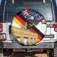 German American Heritage Month Spare Tire Cover United States Eagle and Brandenburg Gate with National Flag - Wonder Print Shop