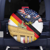 German American Heritage Month Spare Tire Cover United States Eagle and Brandenburg Gate with National Flag - Wonder Print Shop