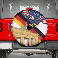 German American Heritage Month Spare Tire Cover United States Eagle and Brandenburg Gate with National Flag - Wonder Print Shop