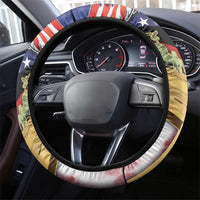 German American Heritage Month Steering Wheel Cover United States Eagle and Brandenburg Gate with National Flag - Wonder Print Shop