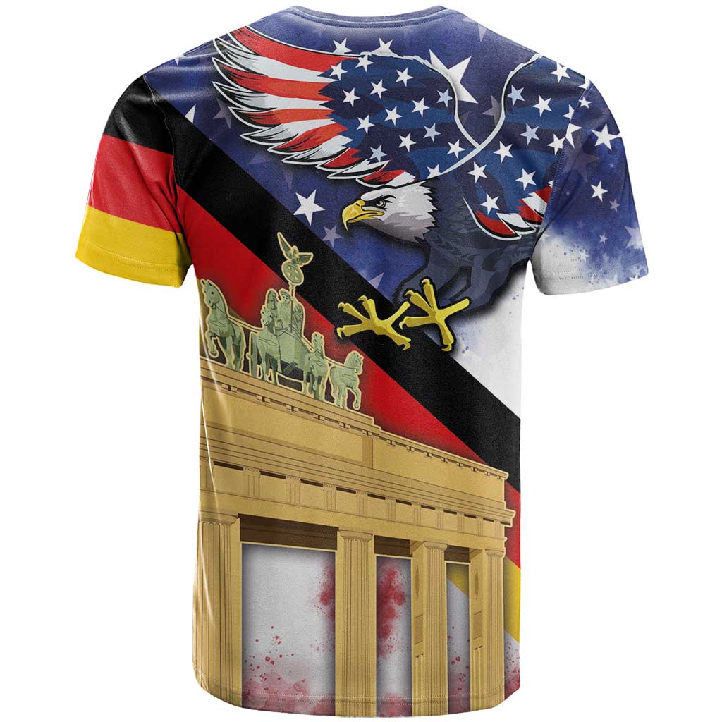 German American Heritage Month T Shirt United States Eagle and Brandenburg Gate with National Flag - Wonder Print Shop