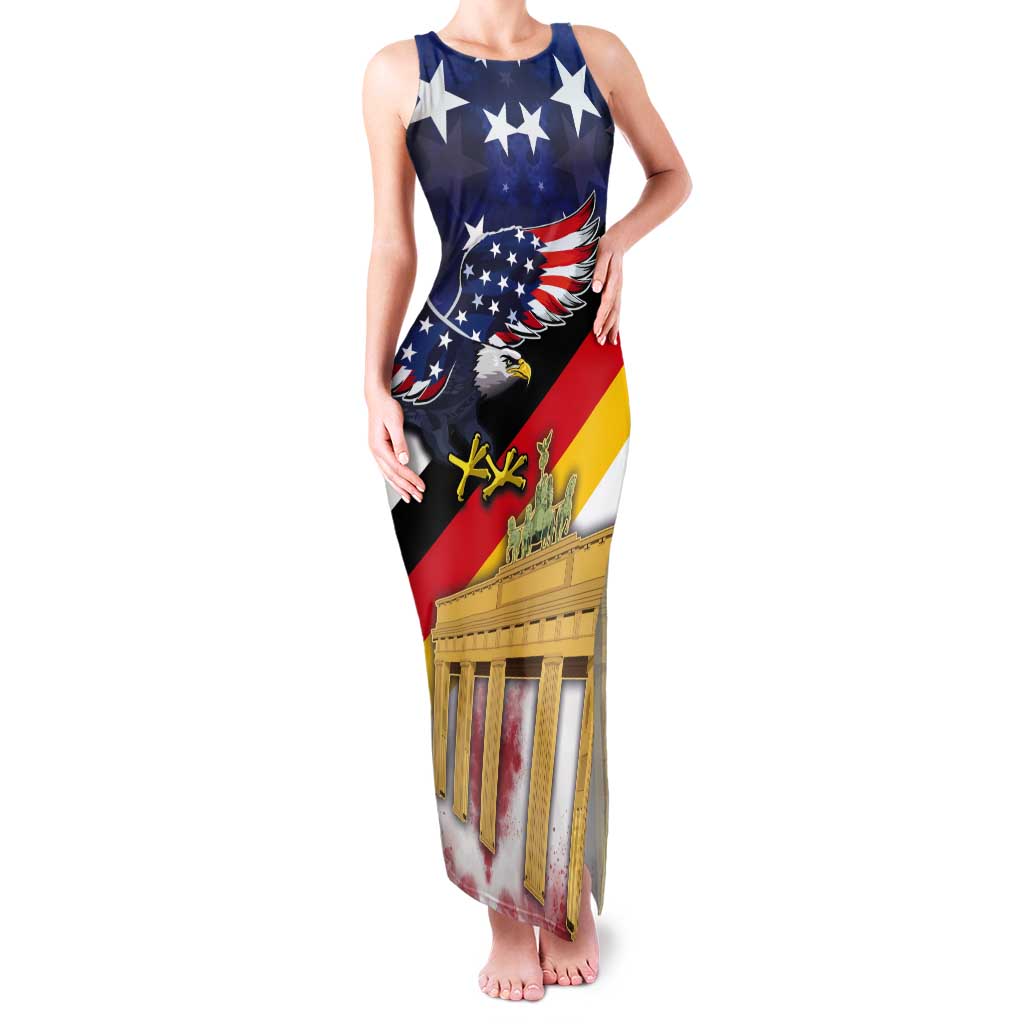 German American Heritage Month Tank Maxi Dress United States Eagle and Brandenburg Gate with National Flag - Wonder Print Shop