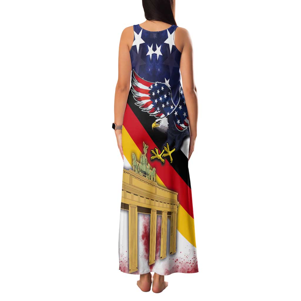 German American Heritage Month Tank Maxi Dress United States Eagle and Brandenburg Gate with National Flag - Wonder Print Shop