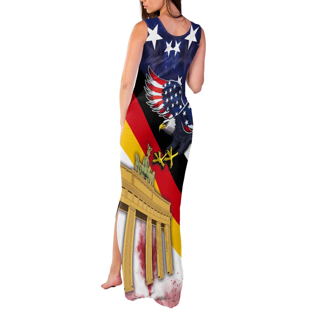 German American Heritage Month Tank Maxi Dress United States Eagle and Brandenburg Gate with National Flag - Wonder Print Shop