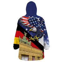 German American Heritage Month Wearable Blanket Hoodie United States Eagle and Brandenburg Gate with National Flag - Wonder Print Shop