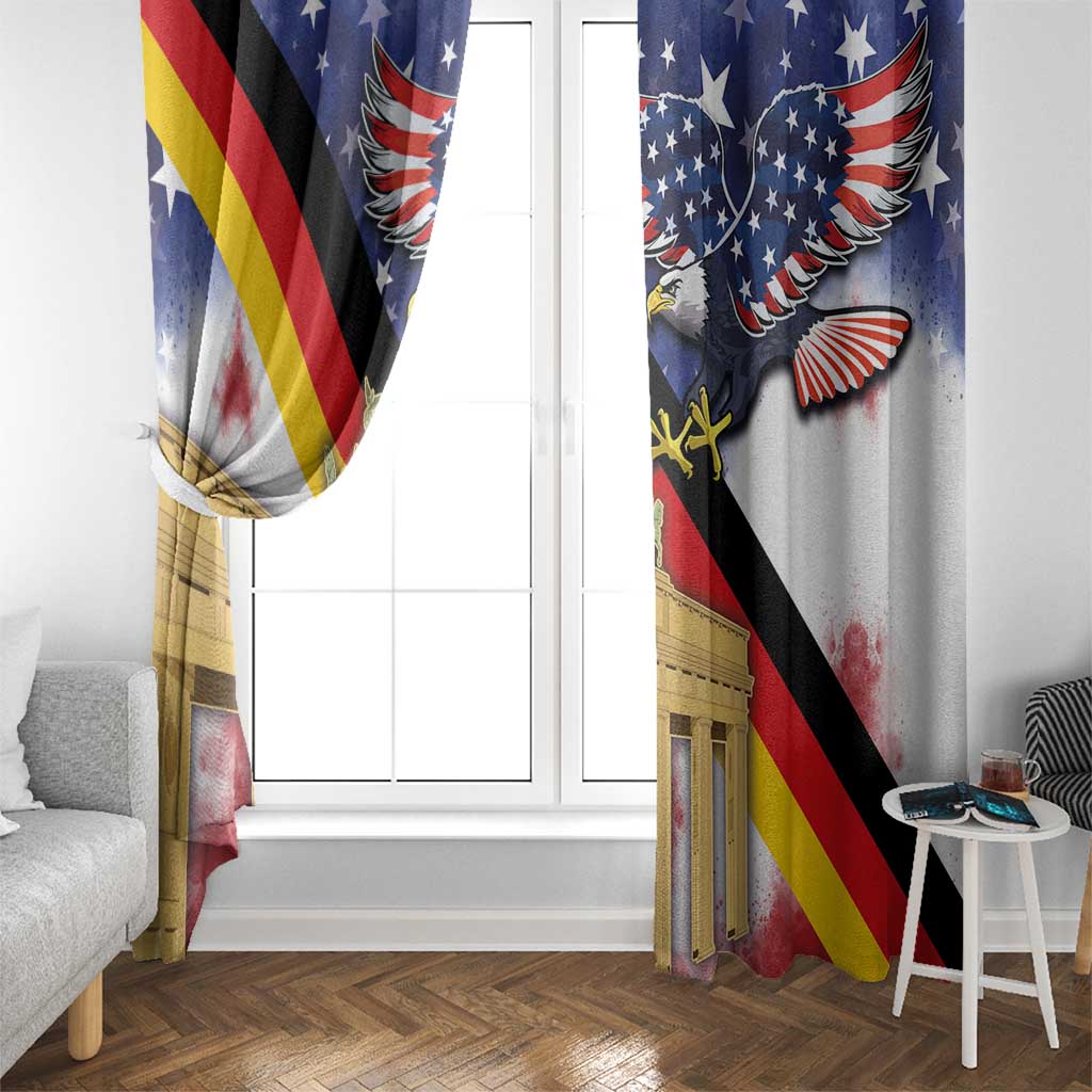 German American Heritage Month Window Curtain United States Eagle and Brandenburg Gate with National Flag - Wonder Print Shop