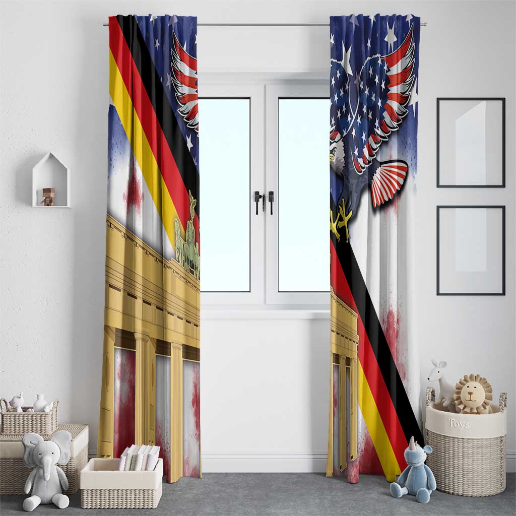 German American Heritage Month Window Curtain United States Eagle and Brandenburg Gate with National Flag - Wonder Print Shop