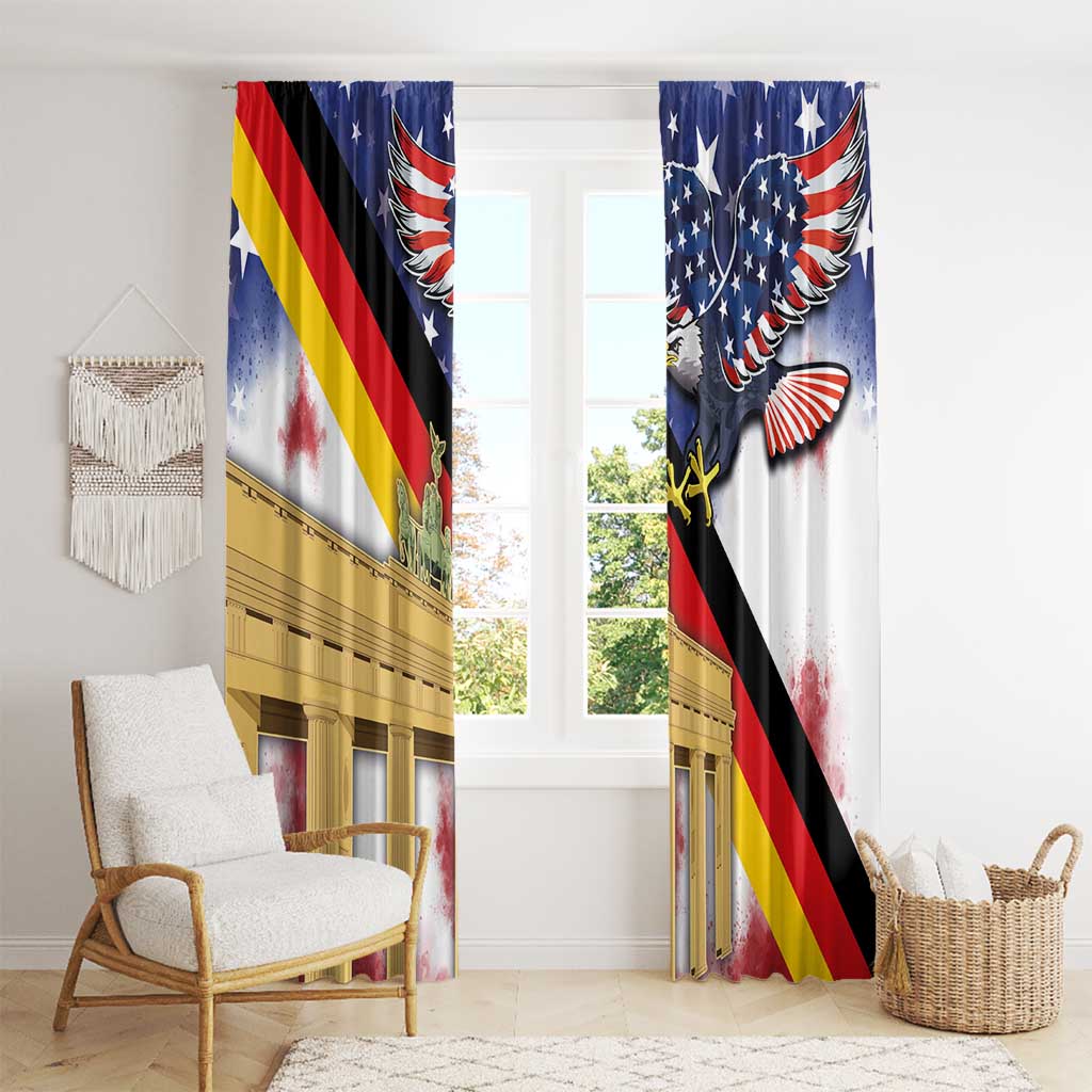 German American Heritage Month Window Curtain United States Eagle and Brandenburg Gate with National Flag - Wonder Print Shop