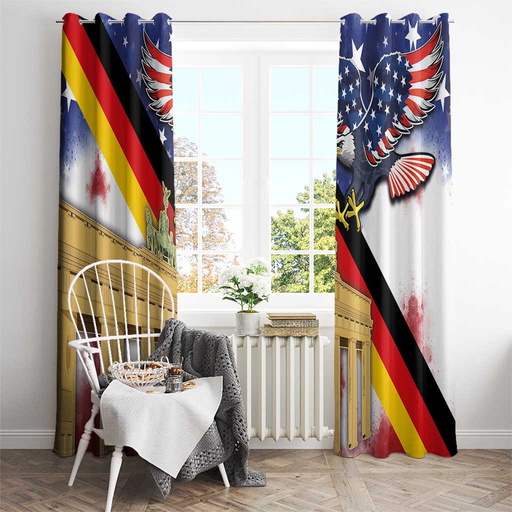 German American Heritage Month Window Curtain United States Eagle and Brandenburg Gate with National Flag - Wonder Print Shop