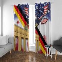 German American Heritage Month Window Curtain United States Eagle and Brandenburg Gate with National Flag - Wonder Print Shop