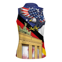 German American Heritage Month Women Sleeveless Polo Shirt United States Eagle and Brandenburg Gate with National Flag - Wonder Print Shop