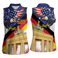 German American Heritage Month Women Sleeveless Polo Shirt United States Eagle and Brandenburg Gate with National Flag - Wonder Print Shop