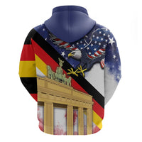 German American Heritage Month Zip Hoodie United States Eagle and Brandenburg Gate with National Flag - Wonder Print Shop