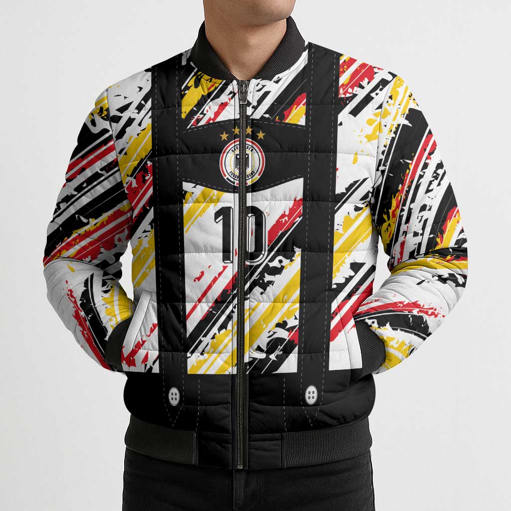 Custom German Football Bomber Puffer Jacket Die Mannschaft-Lederhosen Costume Style - Wonder Print Shop