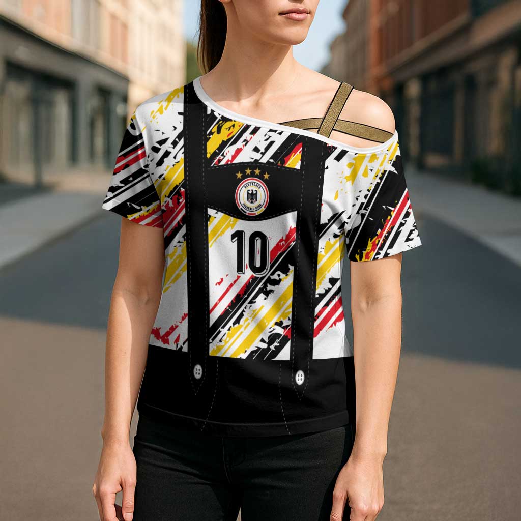 Custom German Football Cross Shoulder Shirt Die Mannschaft-Lederhosen Costume Style - Wonder Print Shop