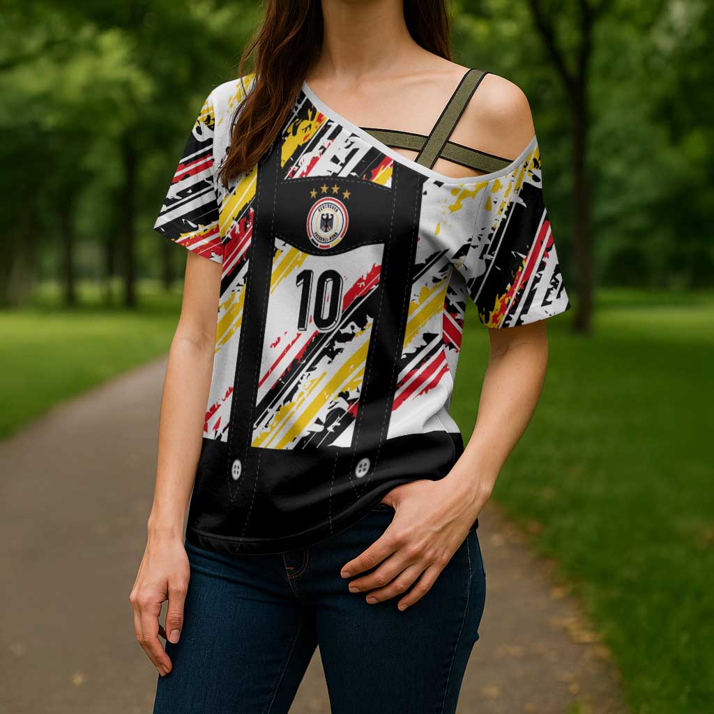 Custom German Football Cross Shoulder Shirt Die Mannschaft-Lederhosen Costume Style - Wonder Print Shop