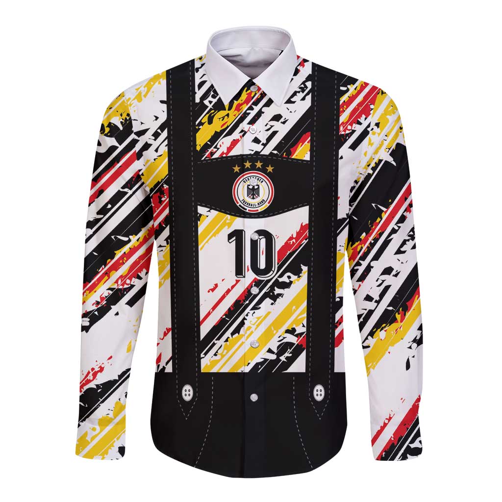 Custom German Football Long Sleeve Button Shirt Die Mannschaft-Lederhosen Costume Style - Wonder Print Shop