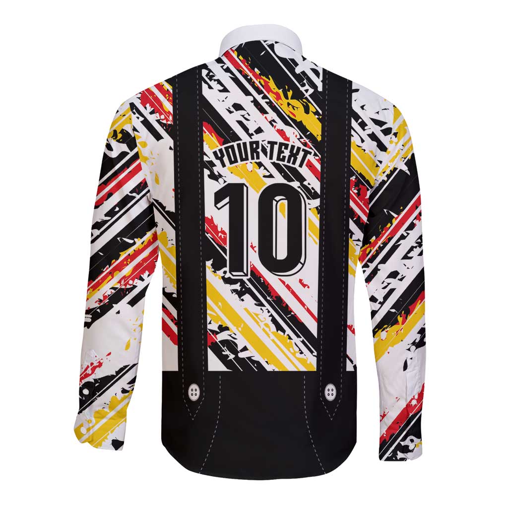 Custom German Football Long Sleeve Button Shirt Die Mannschaft-Lederhosen Costume Style - Wonder Print Shop
