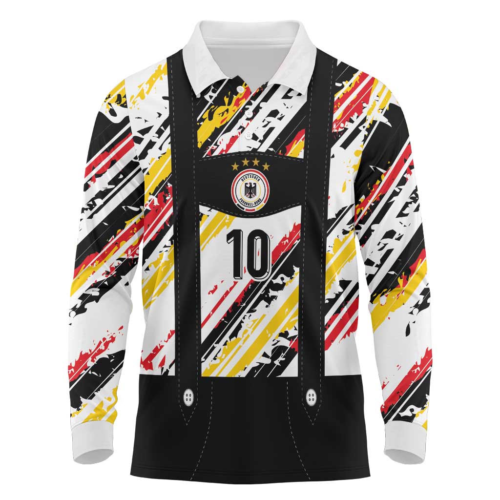 Custom German Football Long Sleeve Polo Shirt Die Mannschaft-Lederhosen Costume Style - Wonder Print Shop