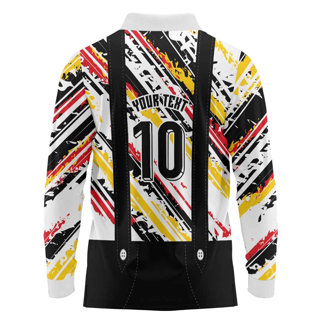 Custom German Football Long Sleeve Polo Shirt Die Mannschaft-Lederhosen Costume Style - Wonder Print Shop