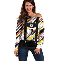 Custom German Football Off Shoulder Sweater Die Mannschaft-Lederhosen Costume Style - Wonder Print Shop