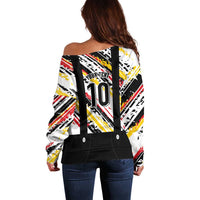 Custom German Football Off Shoulder Sweater Die Mannschaft-Lederhosen Costume Style - Wonder Print Shop