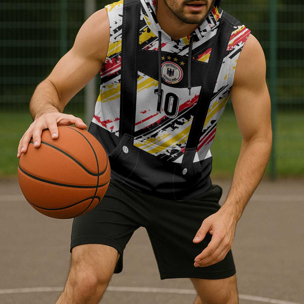 Custom German Football Sleeveless Hoodie Die Mannschaft-Lederhosen Costume Style - Wonder Print Shop