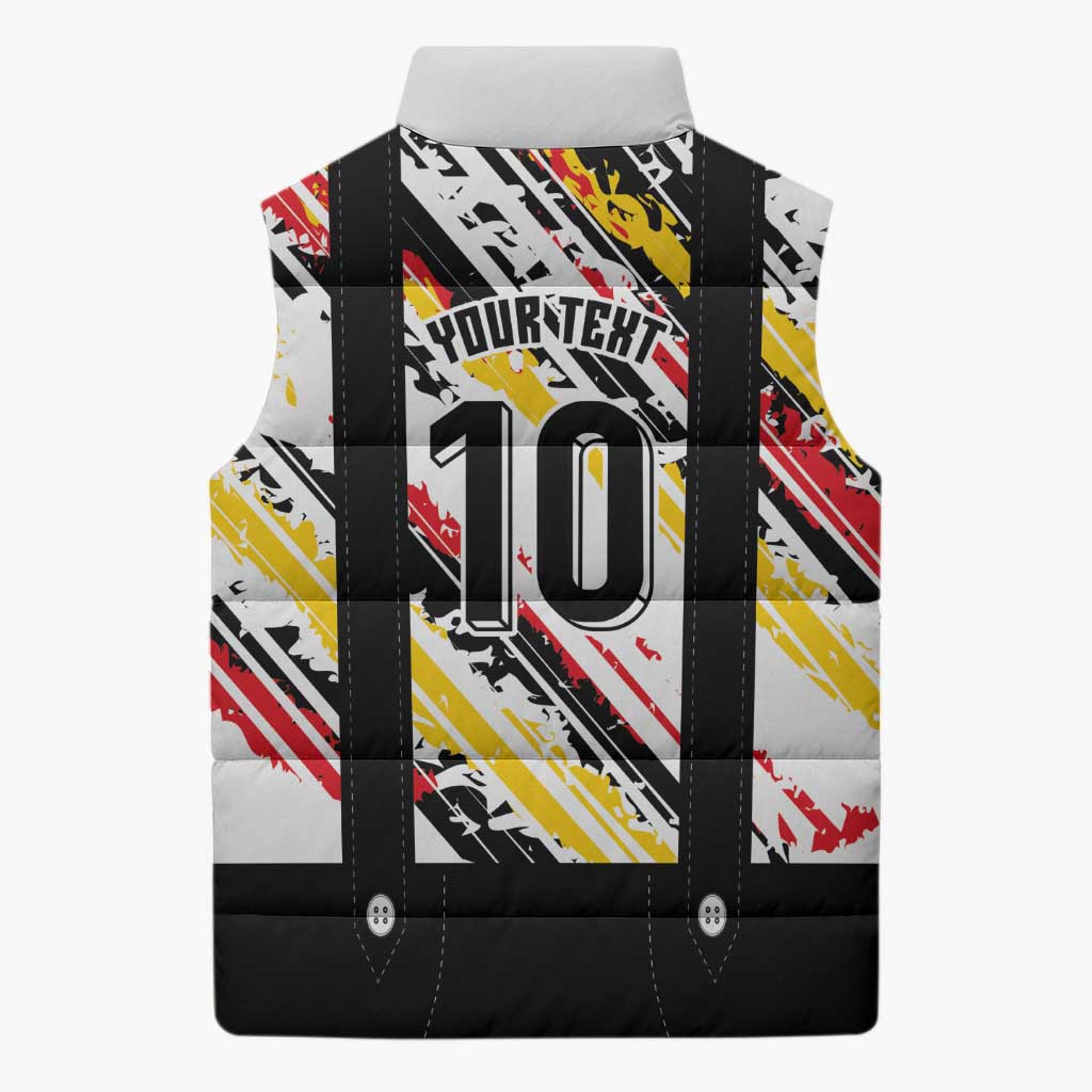 Custom German Football Sleeveless Puffer Jacket Die Mannschaft-Lederhosen Costume Style - Wonder Print Shop