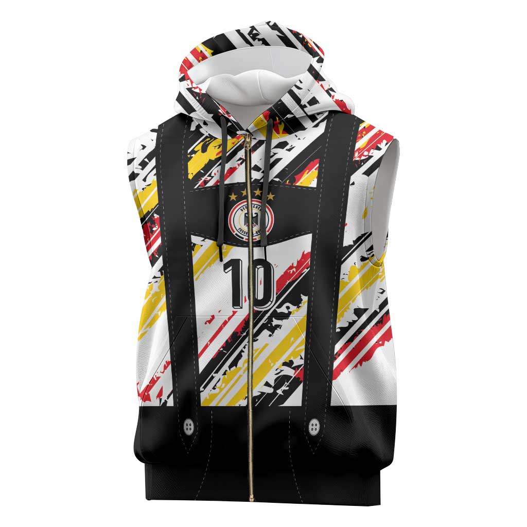 Custom German Football Sleeveless Zip Hoodie Die Mannschaft-Lederhosen Costume Style - Wonder Print Shop