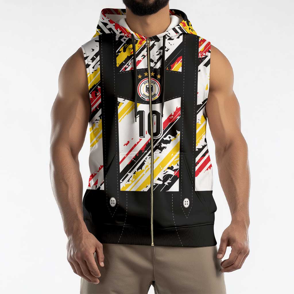 Custom German Football Sleeveless Zip Hoodie Die Mannschaft-Lederhosen Costume Style - Wonder Print Shop