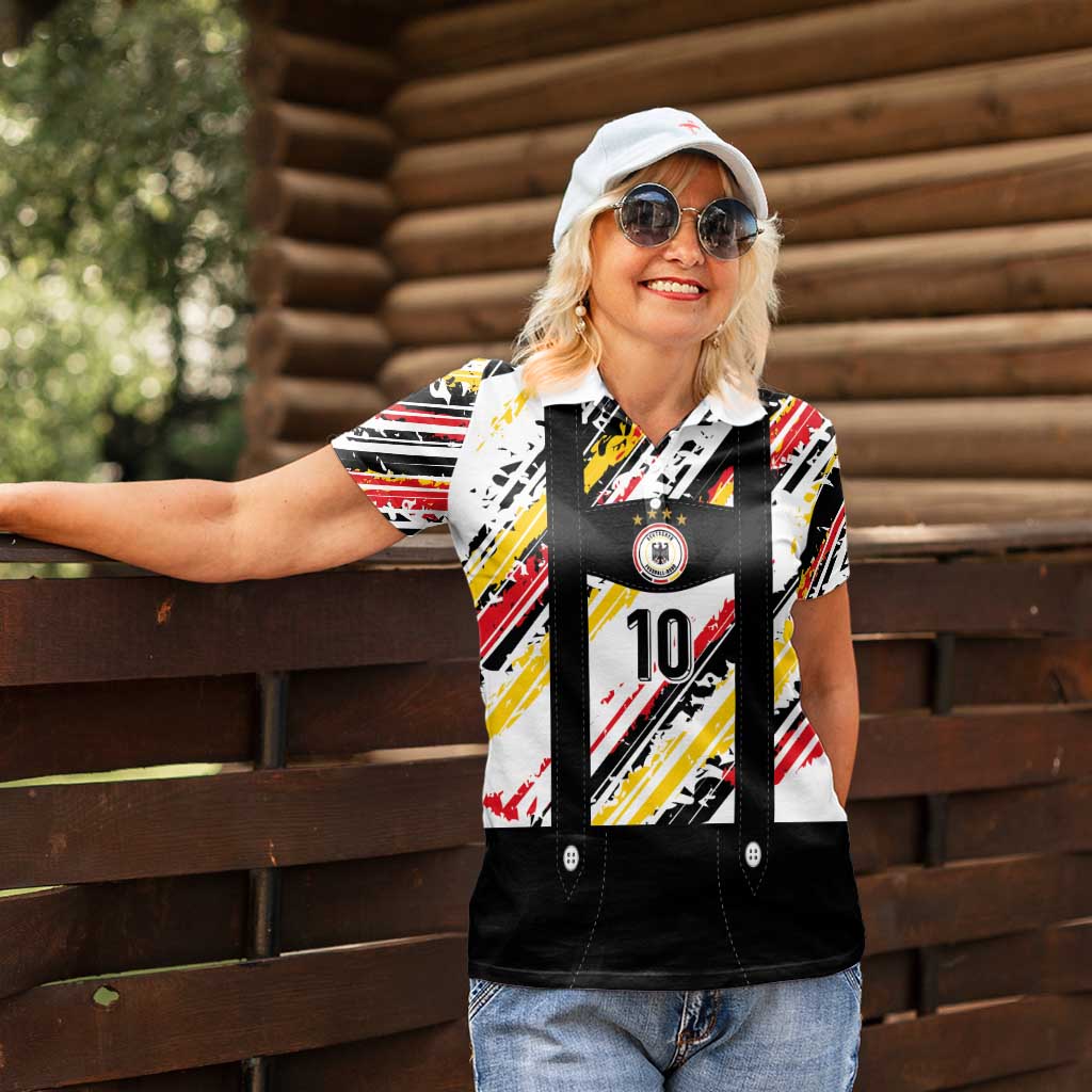 Custom German Football Women Polo Shirt Die Mannschaft-Lederhosen Costume Style - Wonder Print Shop