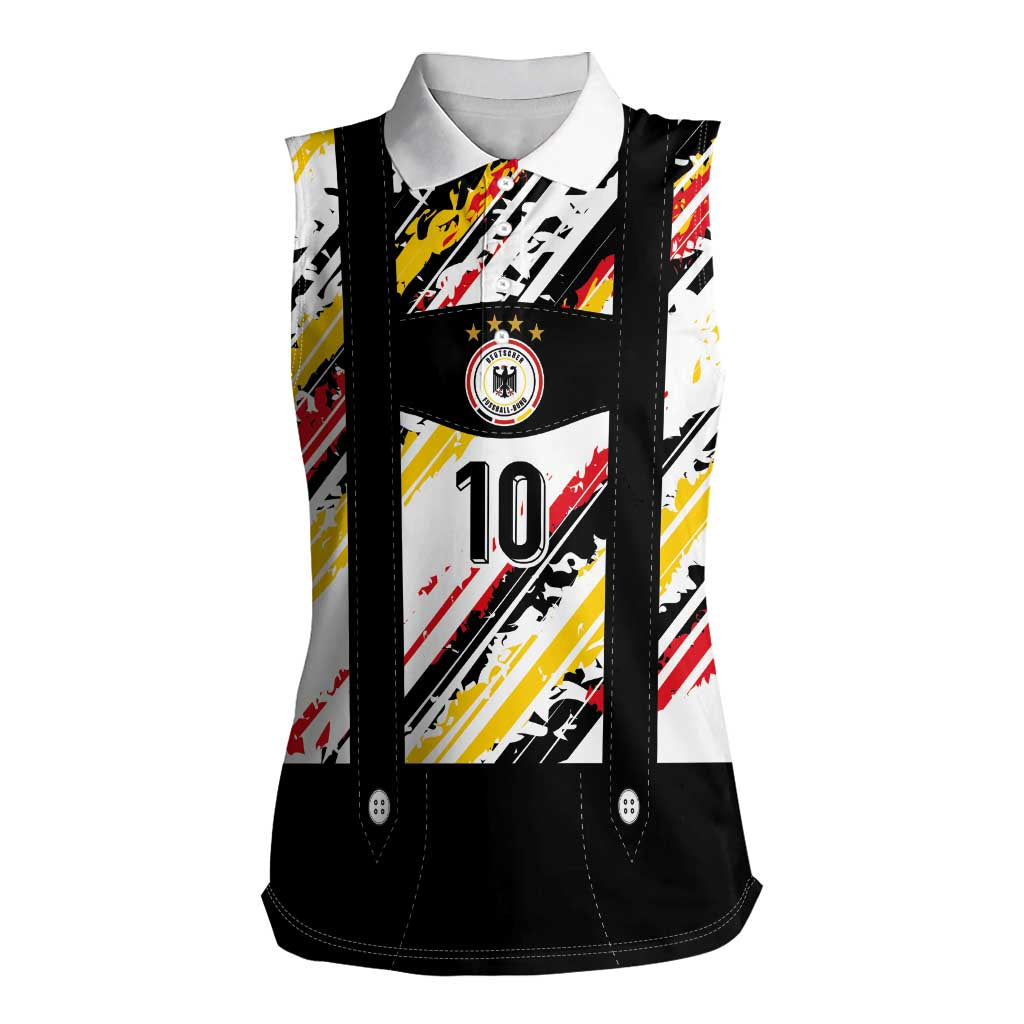 Custom German Football Women Sleeveless Polo Shirt Die Mannschaft-Lederhosen Costume Style - Wonder Print Shop